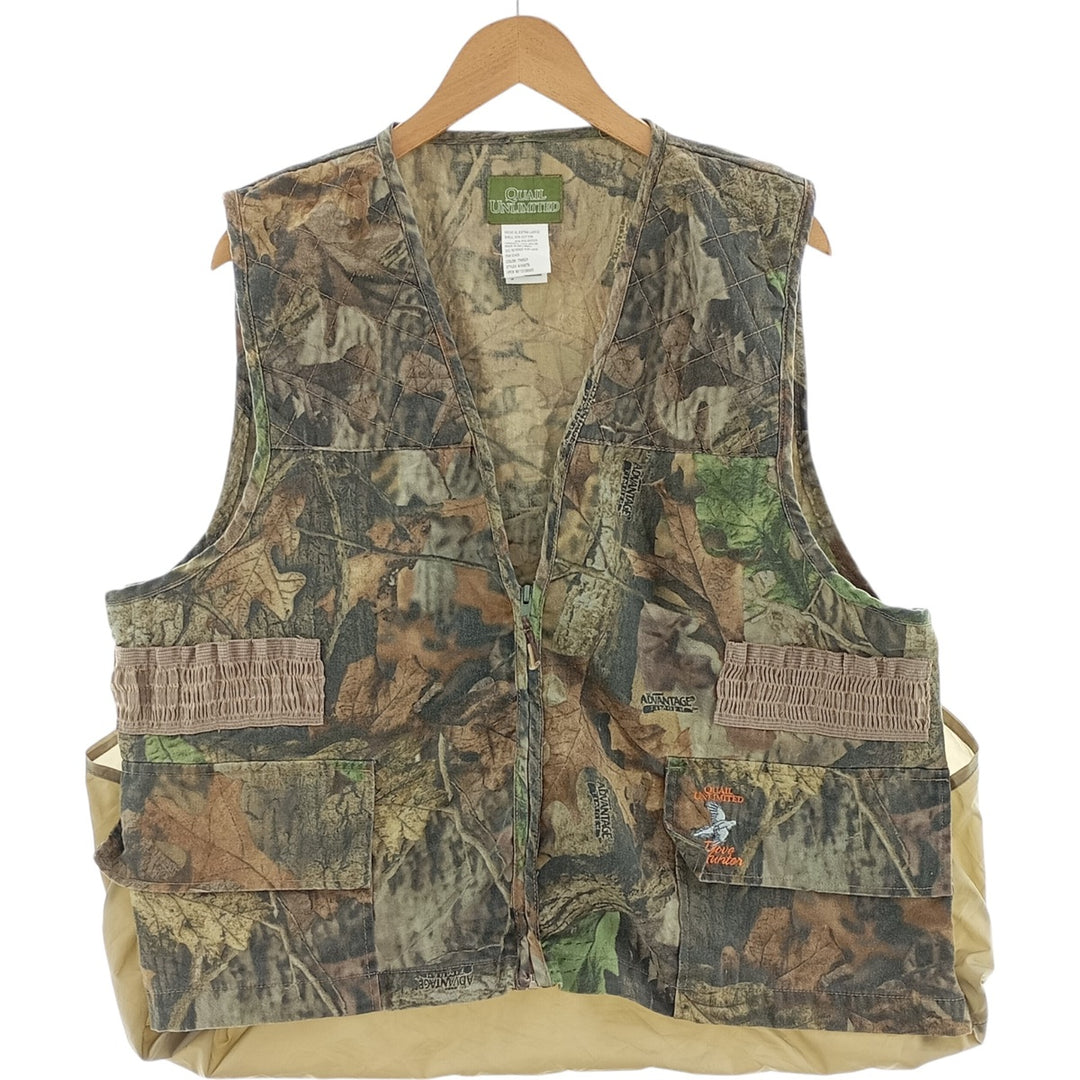 QUAIL UNLIMITED Camouflage Pattern Realtree Camo Hunting Vest, Men's XL (Vintage) cotton Khaki type sage green Vintage Second Hand