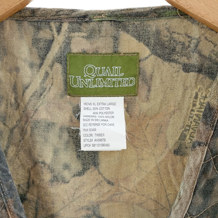 QUAIL UNLIMITED Camouflage Pattern Realtree Camo Hunting Vest, Men's XL (Vintage) cotton Khaki type sage green Vintage Second Hand