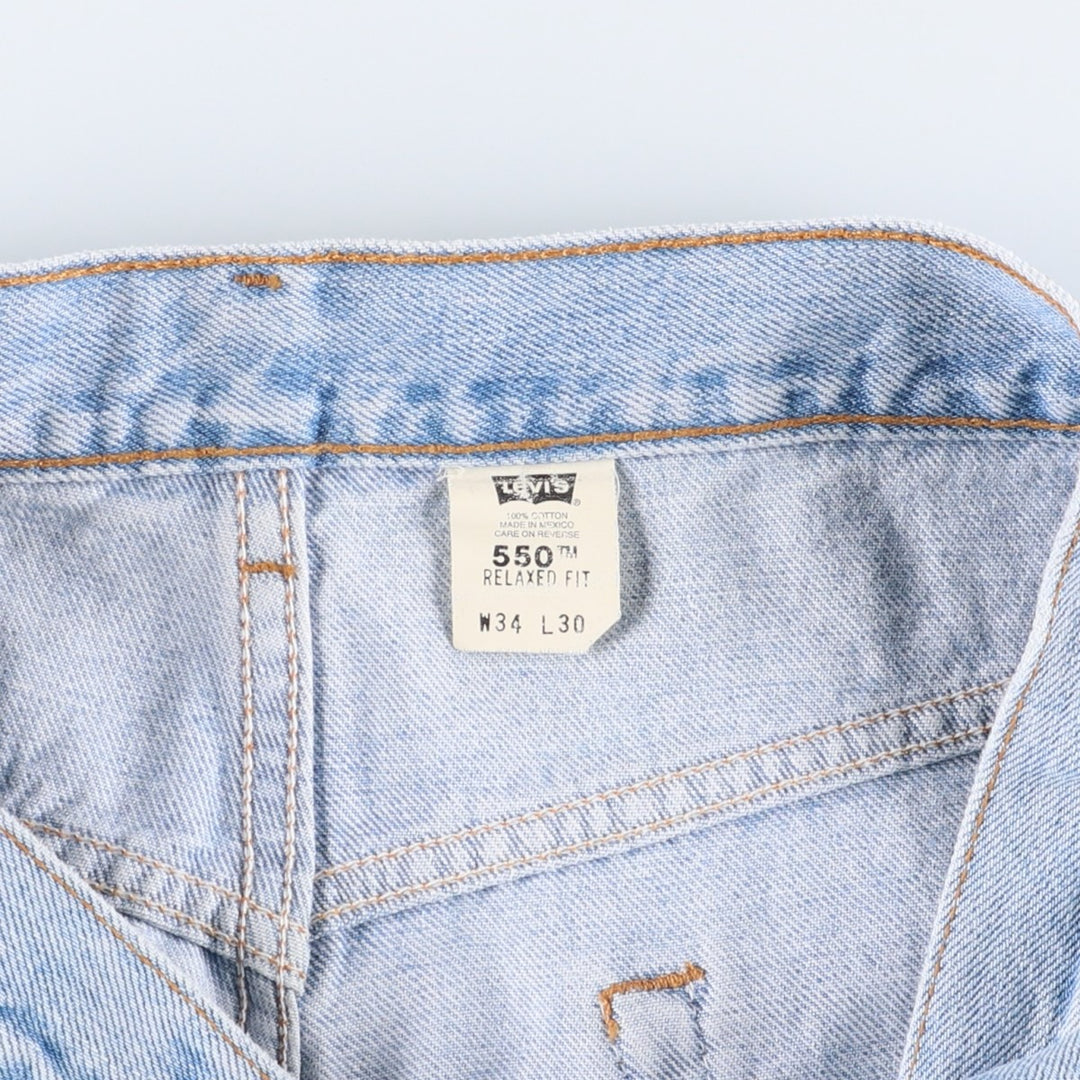 00'S Levi's 550 Relaxed Fit Black Denim Tapered Denim Pants Men's W34 cotton Blue type light blue Vintage Second Hand