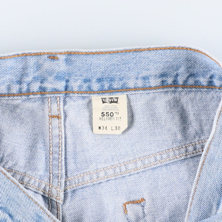 00'S Levi's 550 Relaxed Fit Black Denim Tapered Denim Pants Men's W34 cotton Blue type light blue Vintage Second Hand