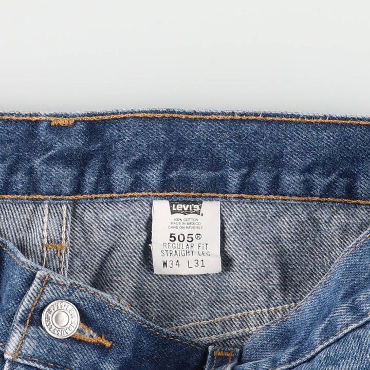 00'S Levi's 505 REGULAR FIT STRAIGHT LEG tapered denim pants for men, size w33 cotton blue type Vintage Second Hand