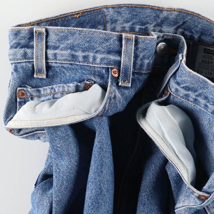 00'S Levi's 505 REGULAR FIT STRAIGHT LEG tapered denim pants for men, size w34 cotton blue type Vintage Second Hand