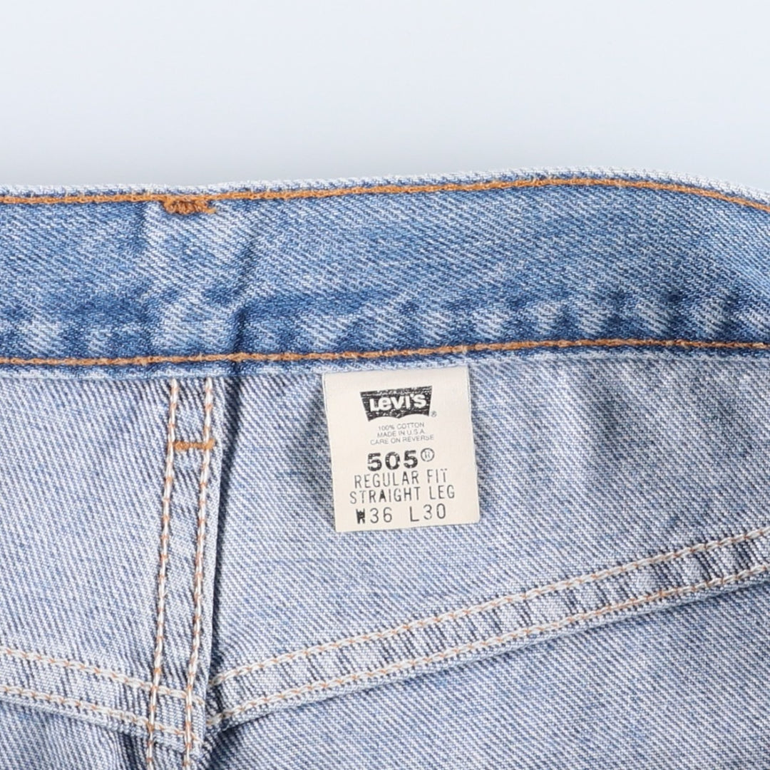 00'S Levi's 505 REGULAR FIT STRAIGHT LEG tapered denim pants made in USA, men's size w34 cotton blue type Vintage Second Hand