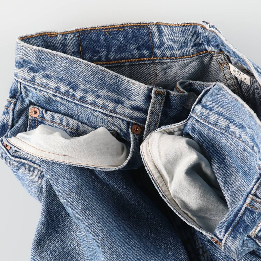 00'S Levi's 505 REGULAR FIT STRAIGHT LEG tapered denim pants for men, size w32 cotton blue type Vintage Second Hand