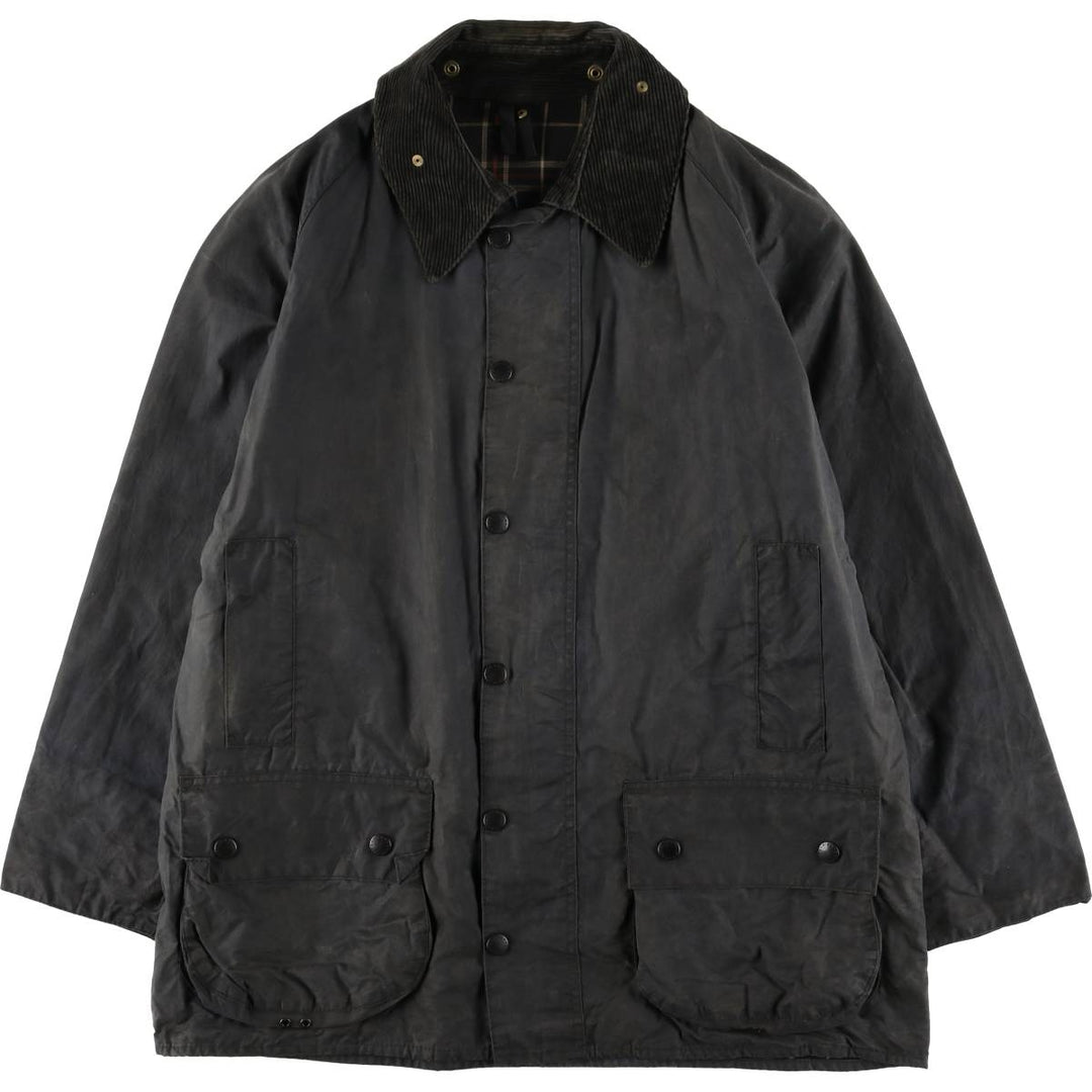 1990'S Barbour Beaufort 3 Warrant Oiled Hunting Jacket, Made in England, C44, Men's Size L cotton Charcoal Vintage Second Hand