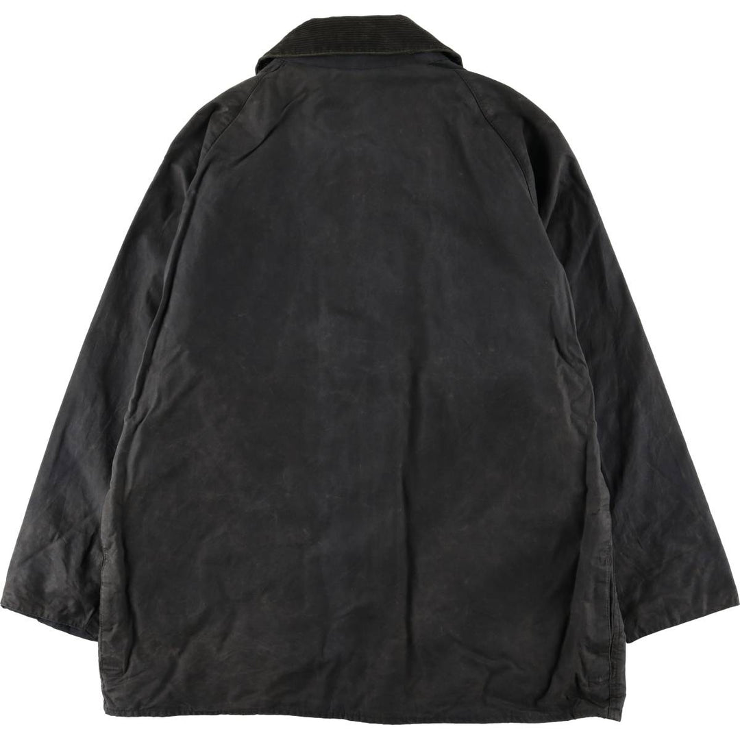 1990'S Barbour Beaufort 3 Warrant Oiled Hunting Jacket, Made in England, C44, Men's Size L cotton Charcoal Vintage Second Hand