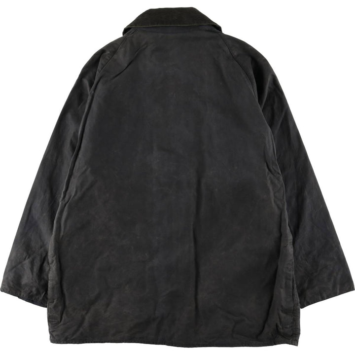 1990'S Barbour Beaufort 3 Warrant Oiled Hunting Jacket, Made in England, C44, Men's Size L cotton Charcoal Vintage Second Hand