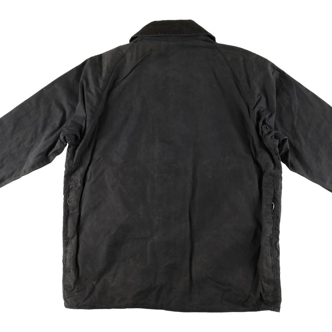 1990'S Barbour Beaufort 3 Warrant Oiled Hunting Jacket, Made in England, C44, Men's Size L cotton Charcoal Vintage Second Hand