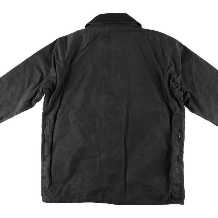 1990'S Barbour Beaufort 3 Warrant Oiled Hunting Jacket, Made in England, C44, Men's Size L cotton Charcoal Vintage Second Hand