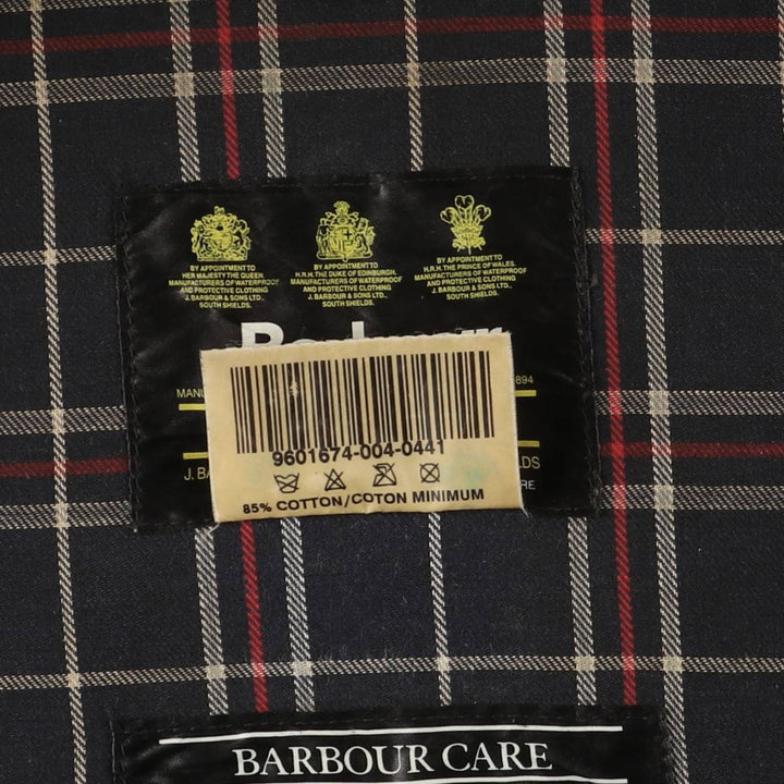 1990'S Barbour Beaufort 3 Warrant Oiled Hunting Jacket, Made in England, C44, Men's Size L cotton Charcoal Vintage Second Hand