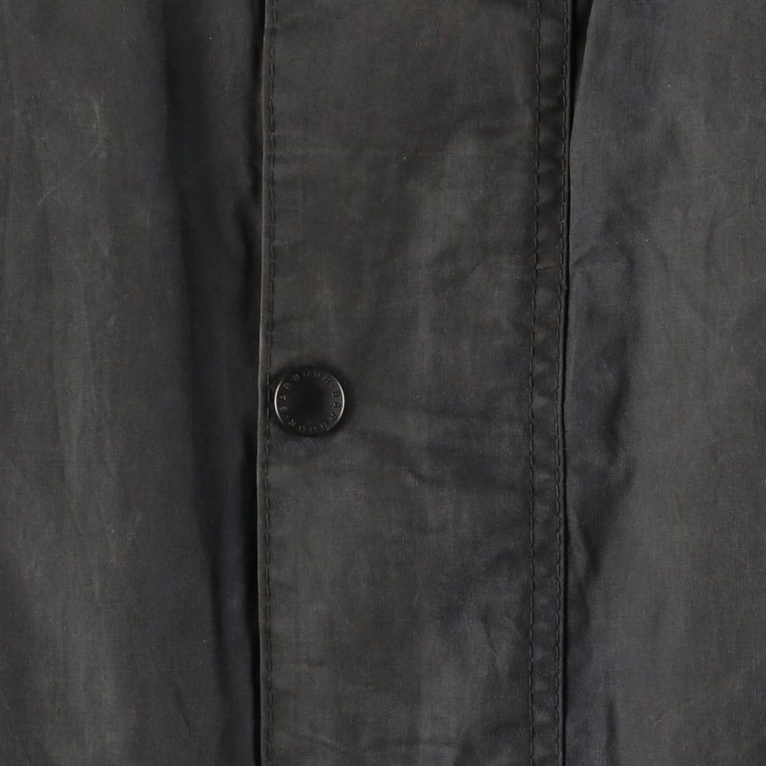 1990'S Barbour Beaufort 3 Warrant Oiled Hunting Jacket, Made in England, C44, Men's Size L cotton Charcoal Vintage Second Hand