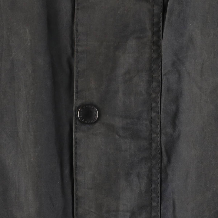 1990'S Barbour Beaufort 3 Warrant Oiled Hunting Jacket, Made in England, C44, Men's Size L cotton Charcoal Vintage Second Hand