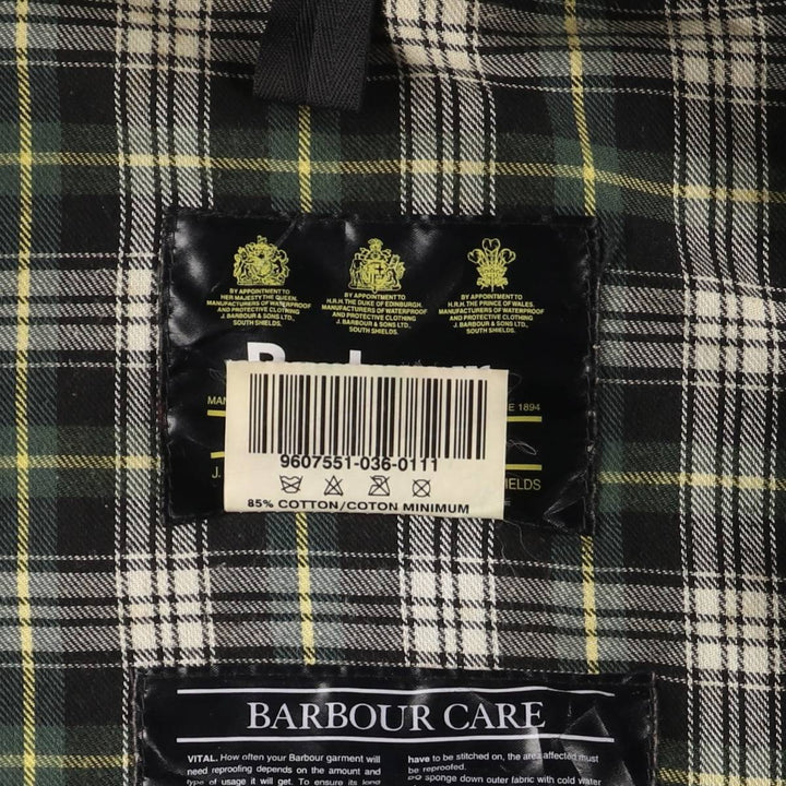1990'S Barbour Bedale (formerly 3 Warrant) waxed cotton oiled jacket, made in England, C40, men's size M cotton Khaki type Vintage Second Hand