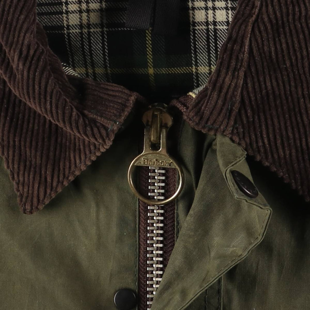 1990'S Barbour Bedale (formerly 3 Warrant) waxed cotton oiled jacket, made in England, C40, men's size M cotton Khaki type Vintage Second Hand