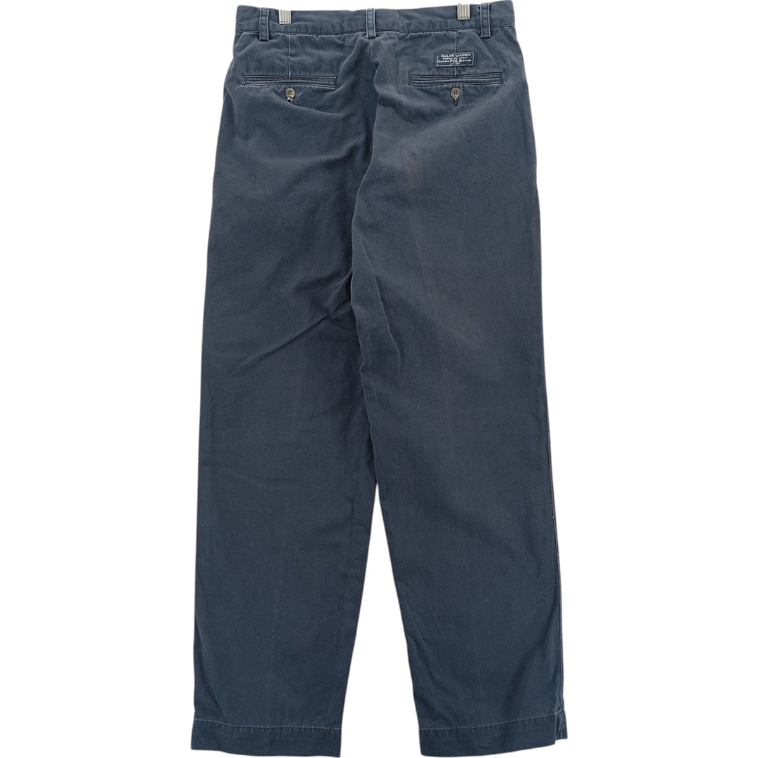 Ralph Lauren POLO by Ralph Lauren ANDREW PANT Two-pleat chino pants for men, equivalent to W31 cotton navy blue type Vintage Second Hand