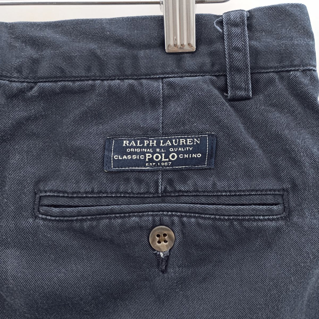 Ralph Lauren POLO by Ralph Lauren ANDREW PANT Two-pleat chino pants for men, equivalent to W31 cotton navy blue type Vintage Second Hand