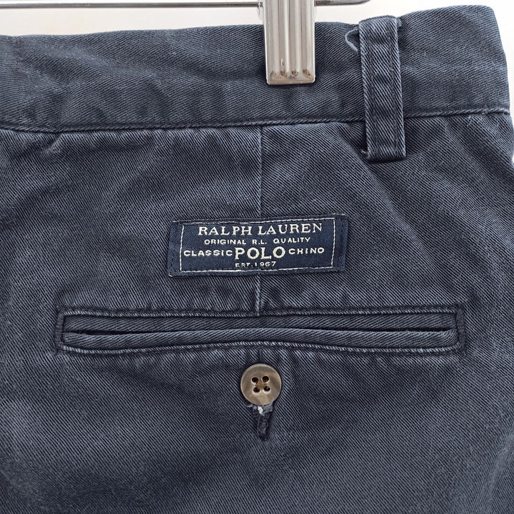 Ralph Lauren POLO by Ralph Lauren ANDREW PANT Two-pleat chino pants for men, equivalent to W31 cotton navy blue type Vintage Second Hand
