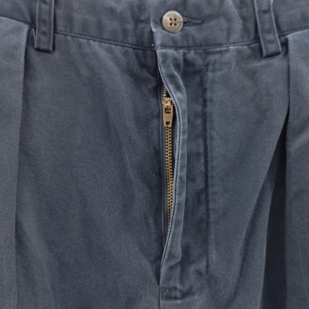 Ralph Lauren POLO by Ralph Lauren ANDREW PANT Two-pleat chino pants for men, equivalent to W31 cotton navy blue type Vintage Second Hand