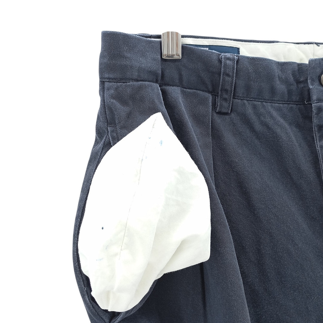 Ralph Lauren POLO by Ralph Lauren ANDREW PANT Two-pleat chino pants for men, equivalent to W31 cotton navy blue type Vintage Second Hand