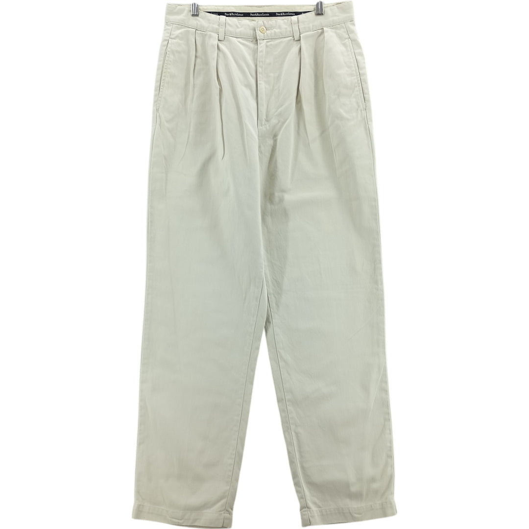 Vintage 90'S Ralph Lauren Polo Ralph Lauren two-pleat chino pants, made in the USA, men's size W32. cotton Beige type Vintage Second Hand