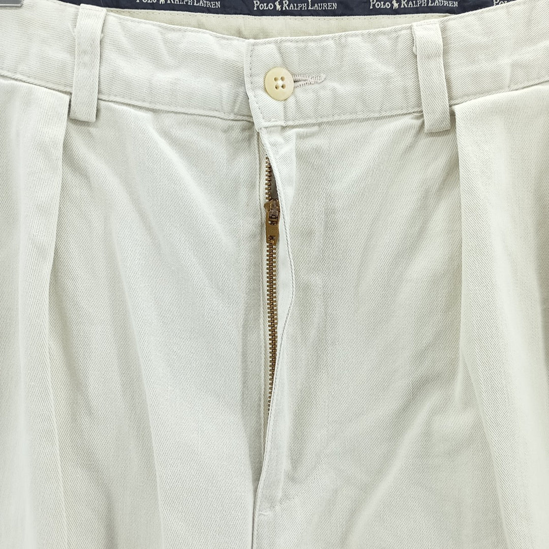 Vintage 90'S Ralph Lauren Polo Ralph Lauren two-pleat chino pants, made in the USA, men's size W32. cotton Beige type Vintage Second Hand