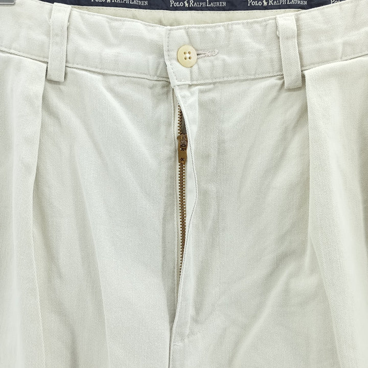 Vintage 90'S Ralph Lauren Polo Ralph Lauren two-pleat chino pants, made in the USA, men's size W32. cotton Beige type Vintage Second Hand
