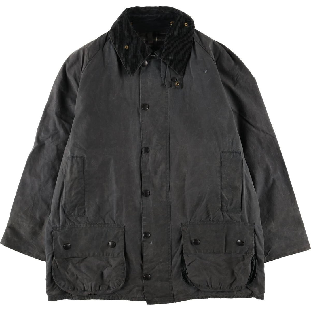 80s-90'S Barbour BEAUFORT 3 Warrant Oiled Hunting Jacket, Made in England, C40, Men's Size M cotton Charcoal Vintage Second Hand