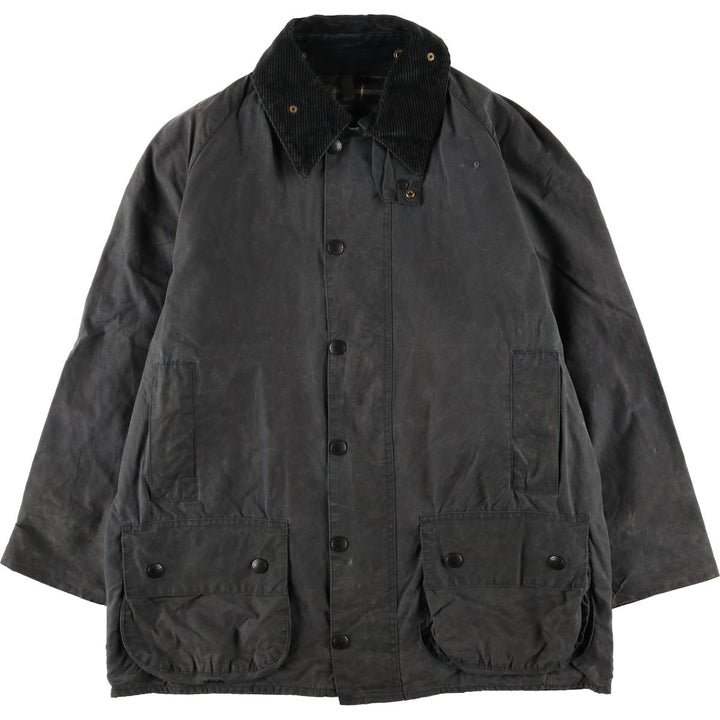 80s-90'S Barbour BEAUFORT 3 Warrant Oiled Hunting Jacket, Made in England, C40, Men's Size M cotton Charcoal Vintage Second Hand