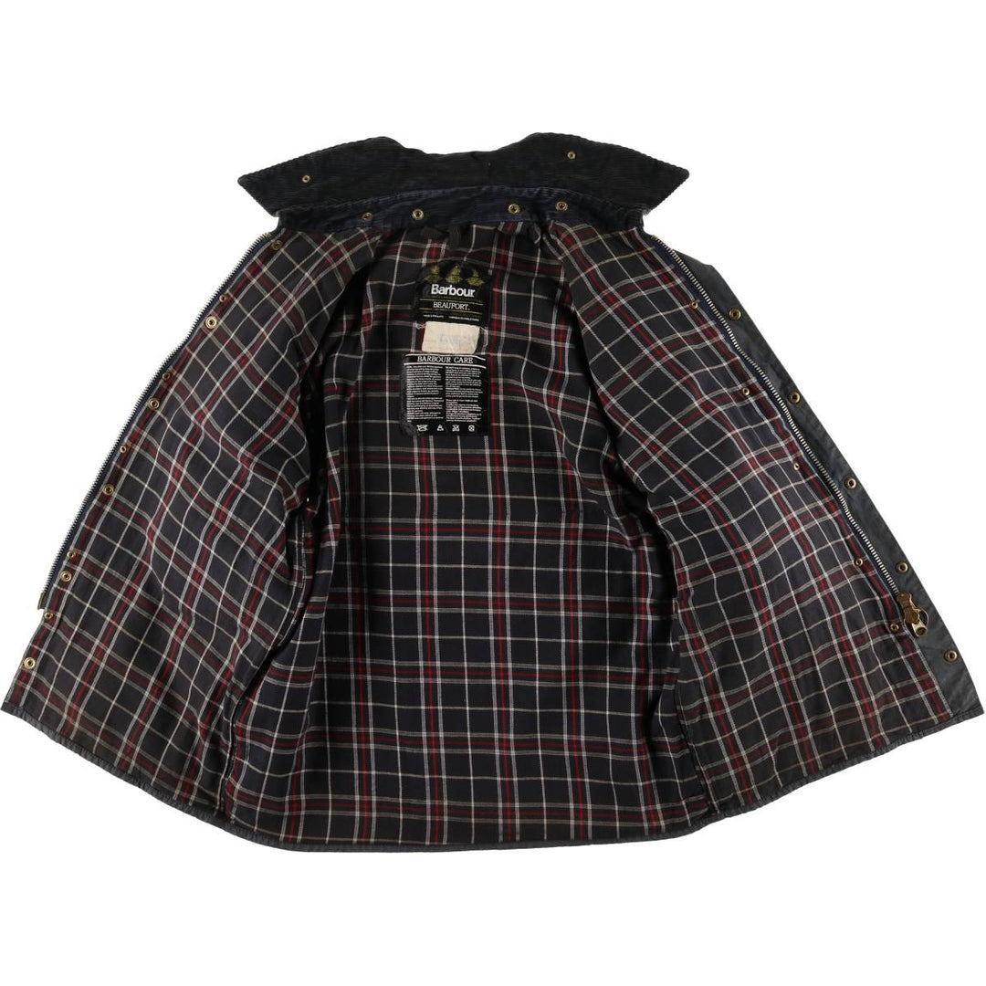80s-90'S Barbour BEAUFORT 3 Warrant Oiled Hunting Jacket, Made in England, C40, Men's Size M cotton Charcoal Vintage Second Hand