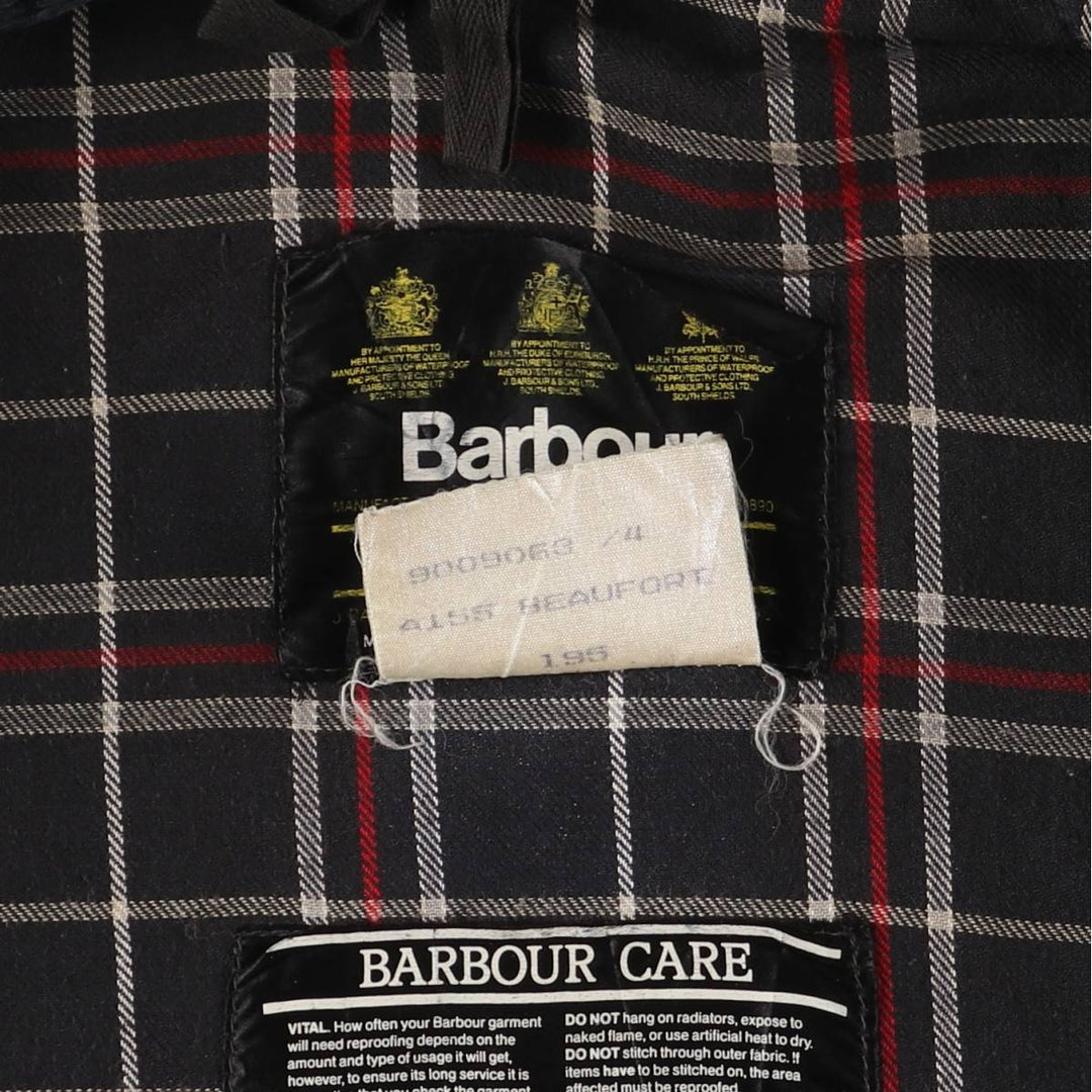 80s-90'S Barbour BEAUFORT 3 Warrant Oiled Hunting Jacket, Made in England, C40, Men's Size M cotton Charcoal Vintage Second Hand