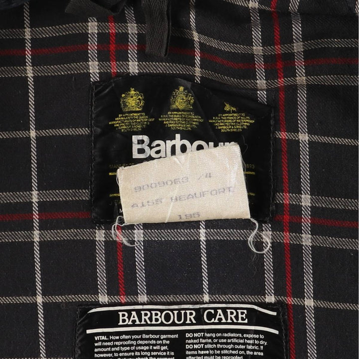 80s-90'S Barbour BEAUFORT 3 Warrant Oiled Hunting Jacket, Made in England, C40, Men's Size M cotton Charcoal Vintage Second Hand