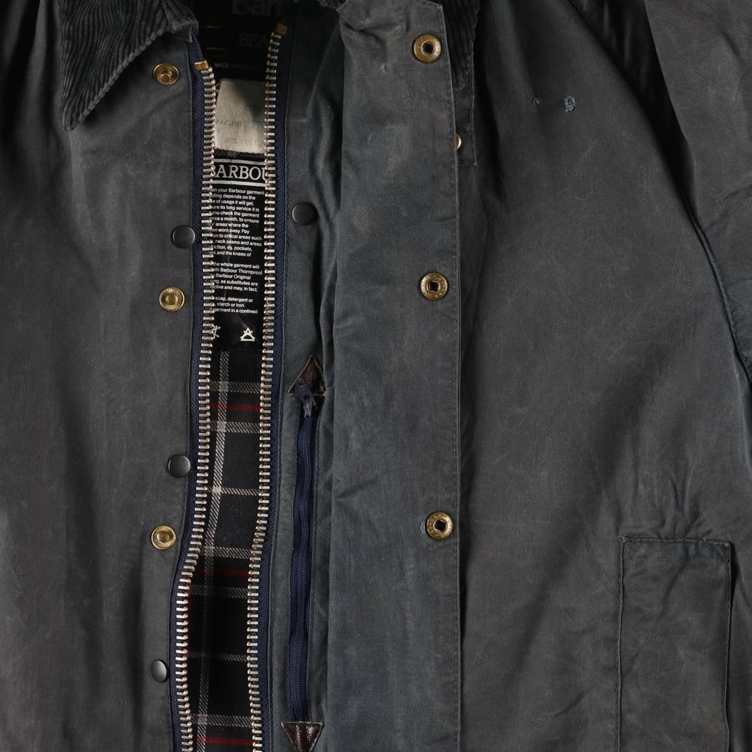 80s-90'S Barbour BEAUFORT 3 Warrant Oiled Hunting Jacket, Made in England, C40, Men's Size M cotton Charcoal Vintage Second Hand