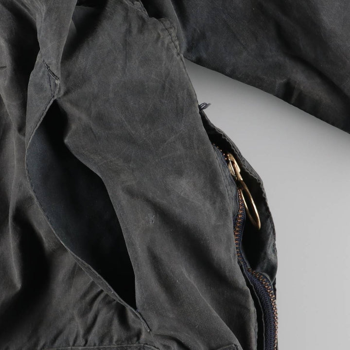 80s-90'S Barbour BEAUFORT 3 Warrant Oiled Hunting Jacket, Made in England, C40, Men's Size M cotton Charcoal Vintage Second Hand