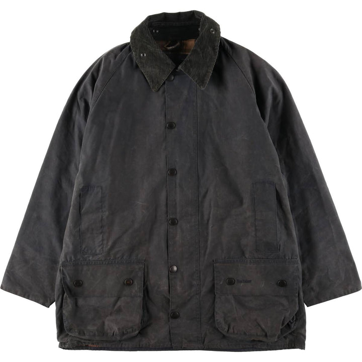 2000s~ Barbour Beaufort 3 Warrant Oiled Hunting Jacket, Made in England, C42, Men's Size L Waxed cotton navy blue type Vintage Second Hand