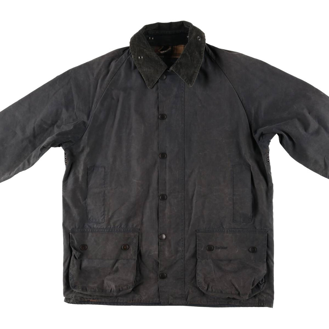 2000s~ Barbour Beaufort 3 Warrant Oiled Hunting Jacket, Made in England, C42, Men's Size L Waxed cotton navy blue type Vintage Second Hand