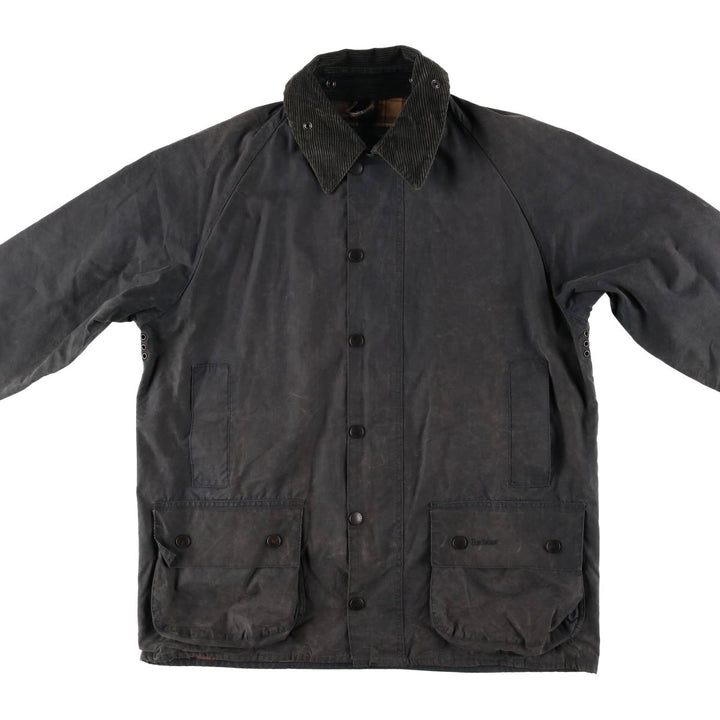2000s~ Barbour Beaufort 3 Warrant Oiled Hunting Jacket, Made in England, C42, Men's Size L Waxed cotton navy blue type Vintage Second Hand