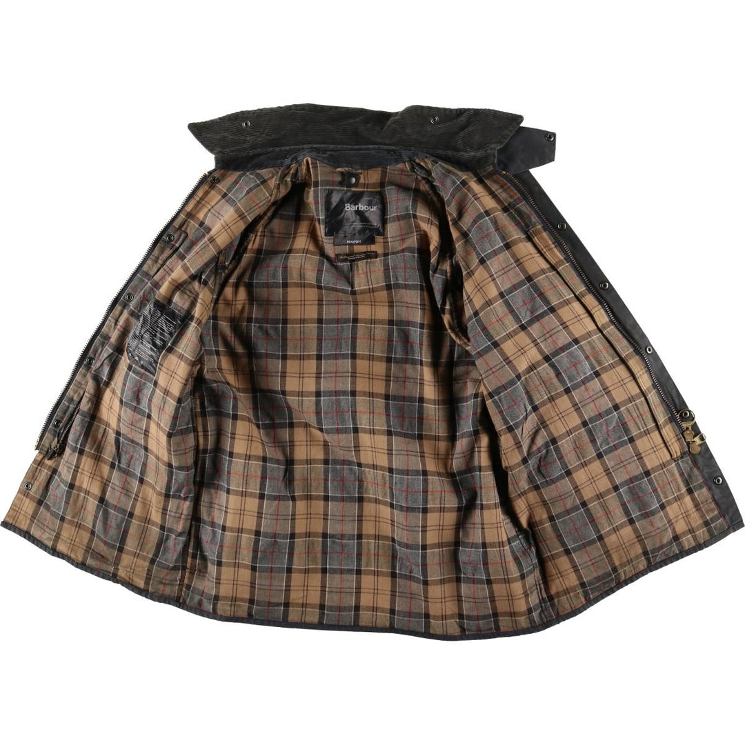 2000s~ Barbour Beaufort 3 Warrant Oiled Hunting Jacket, Made in England, C42, Men's Size L Waxed cotton navy blue type Vintage Second Hand