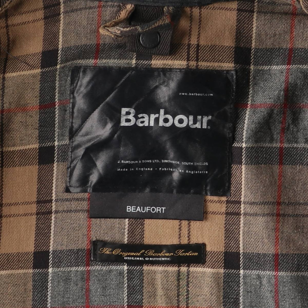 2000s~ Barbour Beaufort 3 Warrant Oiled Hunting Jacket, Made in England, C42, Men's Size L Waxed cotton navy blue type Vintage Second Hand