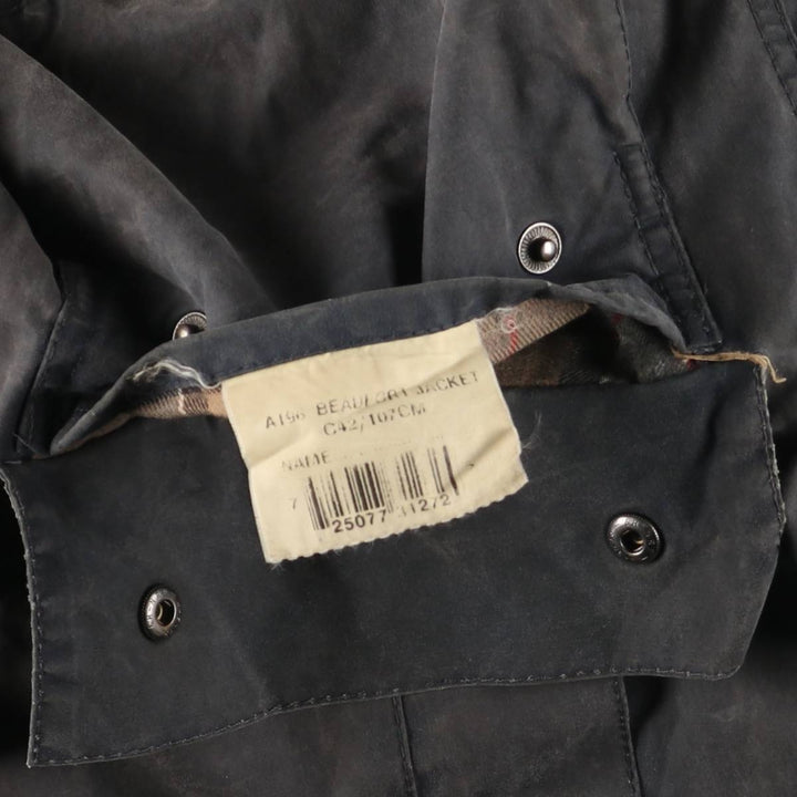2000s~ Barbour Beaufort 3 Warrant Oiled Hunting Jacket, Made in England, C42, Men's Size L Waxed cotton navy blue type Vintage Second Hand