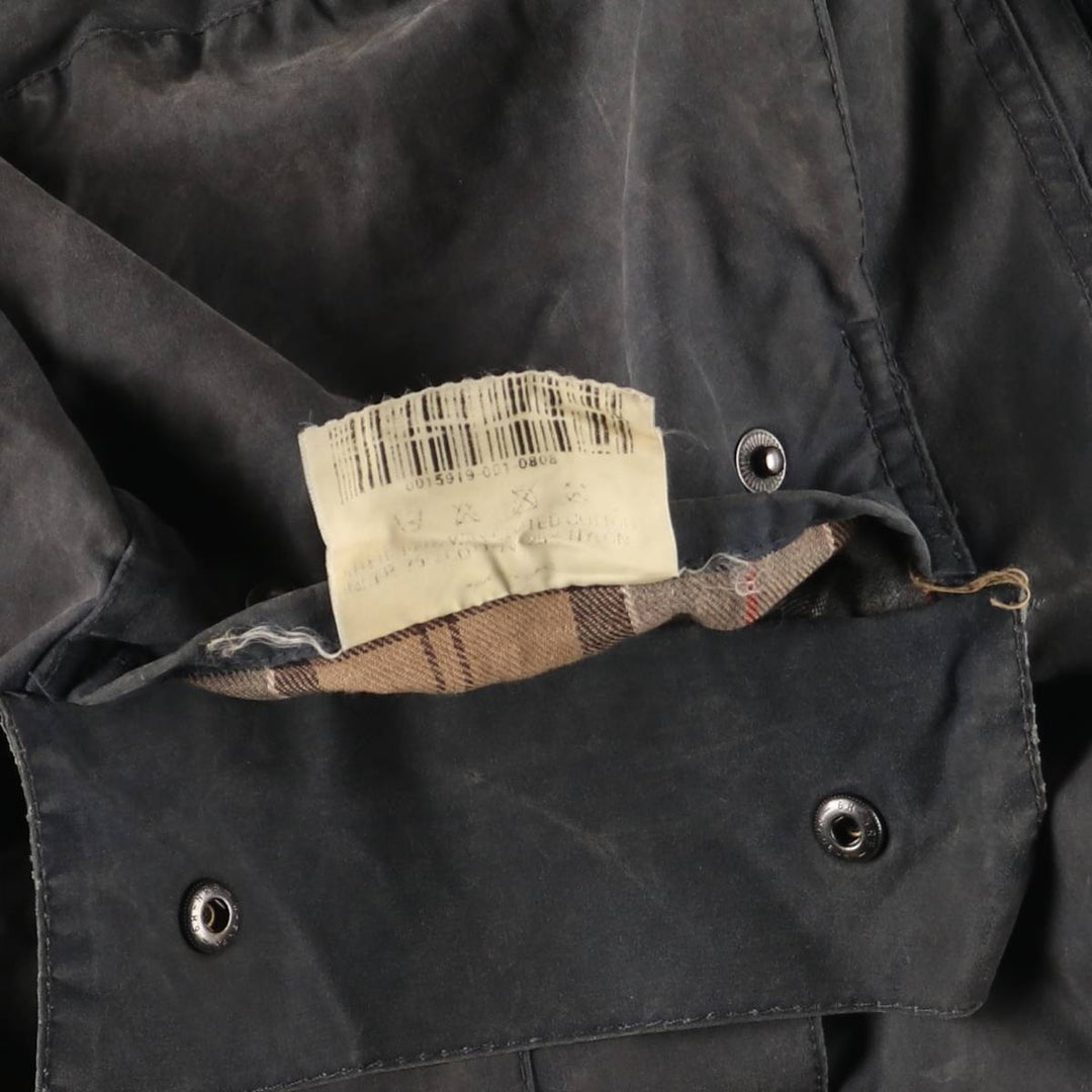 2000s~ Barbour Beaufort 3 Warrant Oiled Hunting Jacket, Made in England, C42, Men's Size L Waxed cotton navy blue type Vintage Second Hand
