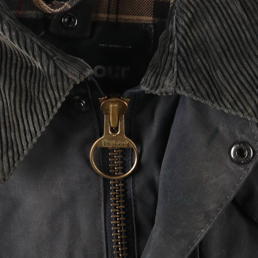 2000s~ Barbour Beaufort 3 Warrant Oiled Hunting Jacket, Made in England, C42, Men's Size L Waxed cotton navy blue type Vintage Second Hand