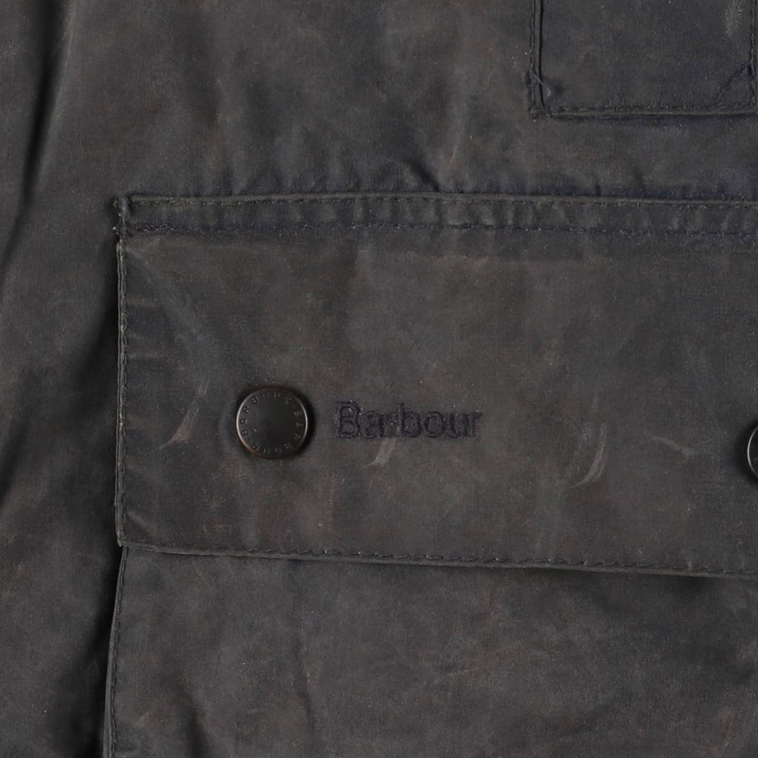 2000s~ Barbour Beaufort 3 Warrant Oiled Hunting Jacket, Made in England, C42, Men's Size L Waxed cotton navy blue type Vintage Second Hand