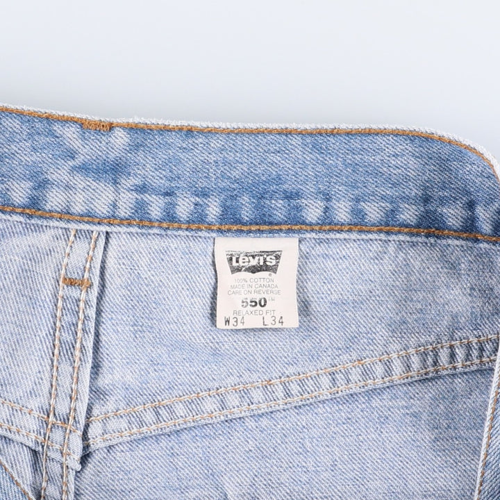 90'S Levi's 00550-4834 Relaxed Fit Tapered Denim Pants, Black, Men's, Size 33 (Vintage) cotton Blue type light blue Vintage Second Hand