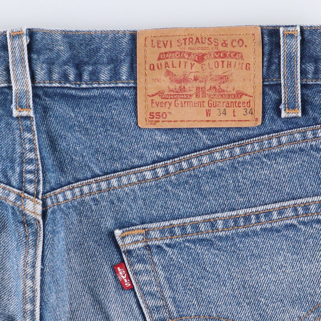 00'S Levi's 550 Relaxed Fit Black Denim Tapered Denim Pants Men's W34 cotton blue type Vintage Second Hand