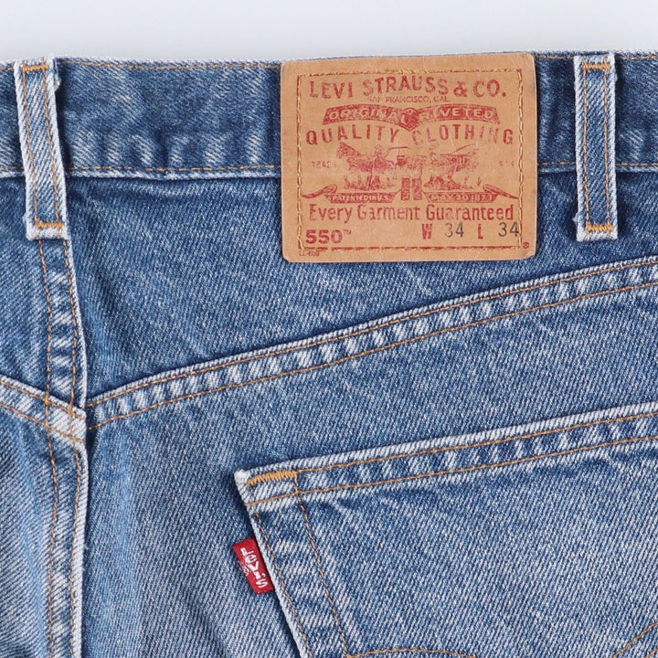 00'S Levi's 550 Relaxed Fit Black Denim Tapered Denim Pants Men's W34 cotton blue type Vintage Second Hand