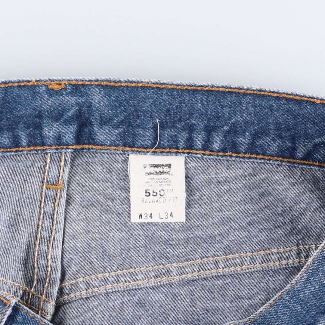 00'S Levi's 550 Relaxed Fit Black Denim Tapered Denim Pants Men's W34 cotton blue type Vintage Second Hand