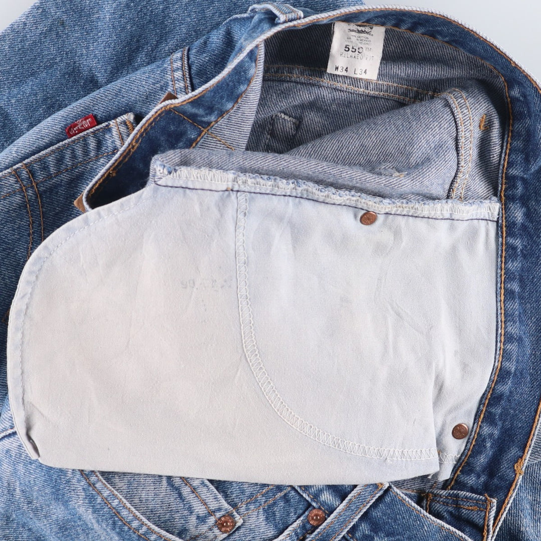 00'S Levi's 550 Relaxed Fit Black Denim Tapered Denim Pants Men's W34 cotton blue type Vintage Second Hand