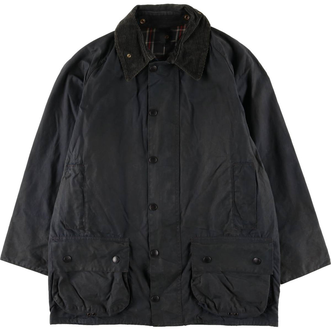 1990'S Barbour Beaufort 3 Warrant Oiled Hunting Jacket, Made in England, C40, Men's Size M cotton navy blue type Vintage Second Hand