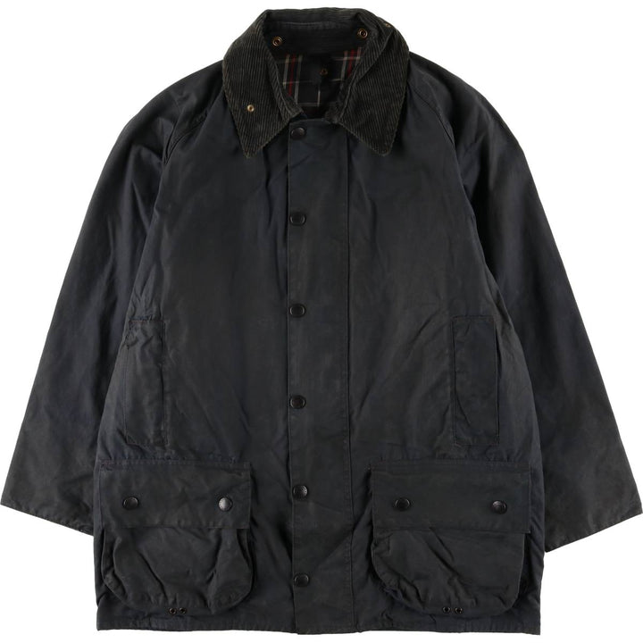 1990'S Barbour Beaufort 3 Warrant Oiled Hunting Jacket, Made in England, C40, Men's Size M cotton navy blue type Vintage Second Hand