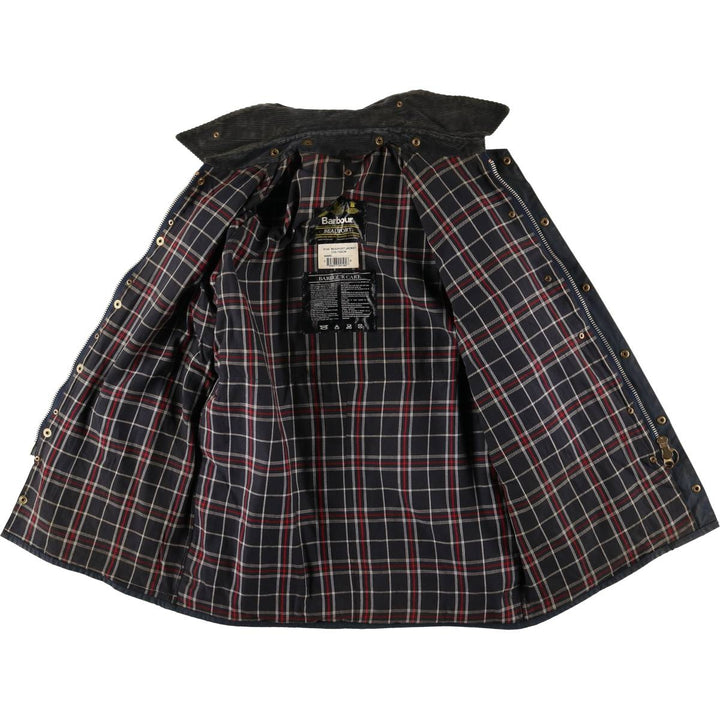 1990'S Barbour Beaufort 3 Warrant Oiled Hunting Jacket, Made in England, C40, Men's Size M cotton navy blue type Vintage Second Hand